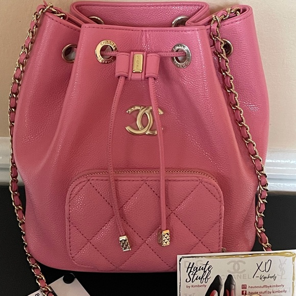 NEW 21B Chanel Bucket Bag Pink Crossbody Caviar - Picture 15 of 15